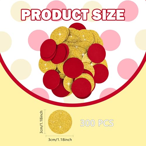 Image of 300Pcs Glitter Gold and Red Table confetti,Paper Circle Dots Confetti for Birthday Party Halloween Bachelorette Wedding Baby Shower Graduation Decorations