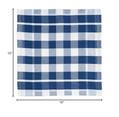 Image of LANE LINEN 100% Cotton Kitchen Dish Cloths, Ultra Soft Absorbent Quick Drying Dish Towels, Multiweave Wash Cloths Dish Towel Sets, 12x12 Inches, 12 Pack - Navy