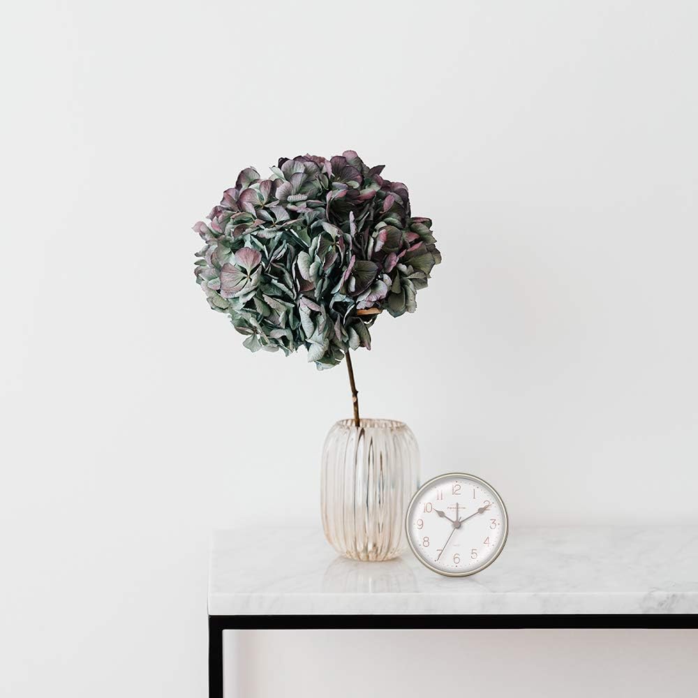 Presentime & Co 4" Chic Home Tabletop Alarm Mantel Clock, Desk and Shelf Clock, Silent no Ticking, Warm Gray and Chic Silver Finish. Tabletop Décor, Home Décor