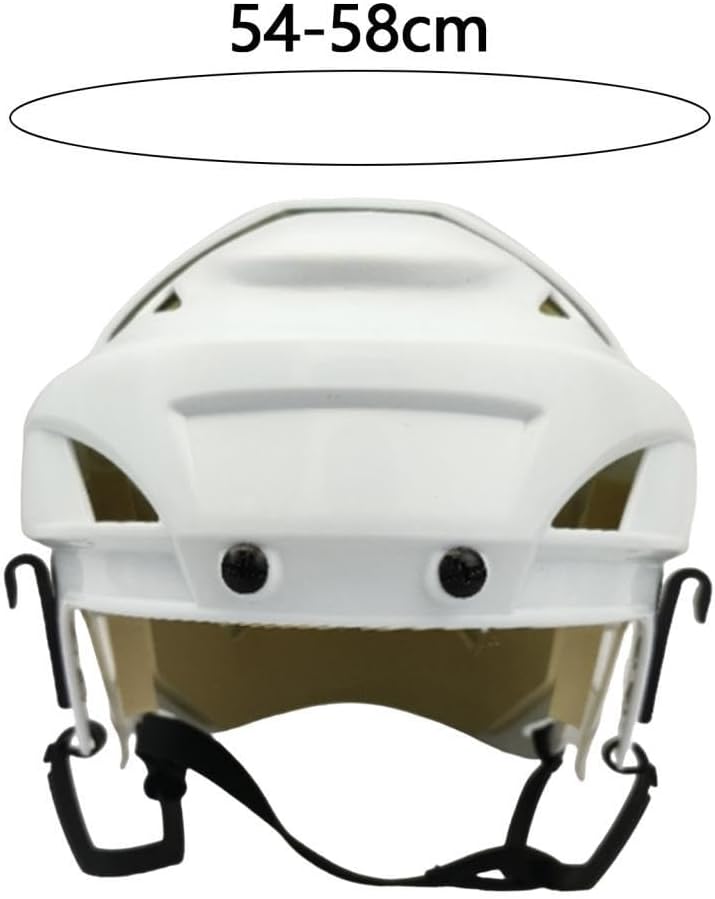 Hockey Helmet Sports Helmet White Adjustable Gear Ice Skate Helmet for Competition Practice Training, M Without Cage