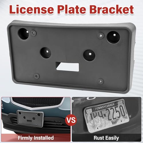 Image of License Plate Bracket Accessories for Chevrolet Chevy Traverse 2009 2010 2011 2012, Front Bumper License Plate Holder Replacement Frame Black Mount