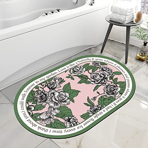 Tapis de Bain Antidérapant, Tapis Salle de Bain Absorbant, Extra Doux Tapis de Douche pour Salle de Bain en Séchage Rapide, Lavable en Machine pour d'Entrée, Cuisine, sous la Porte (Rose, 50x80cm) Cover