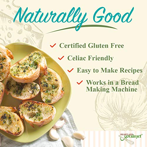 Heartland Gourmet Gluten Free Garlic Cheddar Bread Mix - Works In A Bread Making Machine - Certified Gluten Free - High Quality Ingredients - All Purpose - Safe For Celiac Diet #TOP3