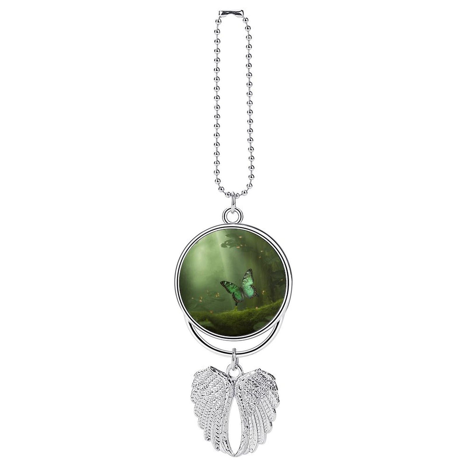 Green Butterfly Car Charm Alloy Car Rear View Mirrors Hanging Ornaments Stylish Car Pendant Funny Auto Hanging Accessories Car Hanging Ornaments Gift for Women Men