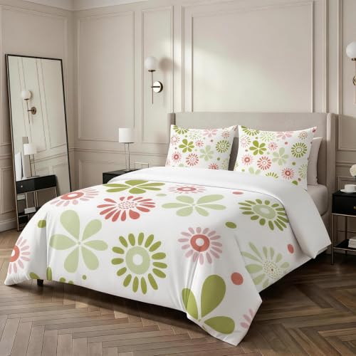 Housse de couette 220x240 fleurie avec 2 taies d'oreiller microfibre - 5
