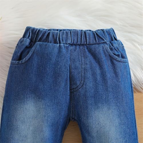 Toddler Girls Flare Jeans Ruffle Raw Hem Denim Pants High Waisted Bell Bottom Jeans Girls Vintage Bootcut Denim Pants2