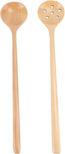 Miniatura 6 de Juego de 2 cucharas de madera, cucharas de cocina de sopa de madera, cuchara de cocina de teca hecha a mano, ecológica, japonesa, textura delicada,