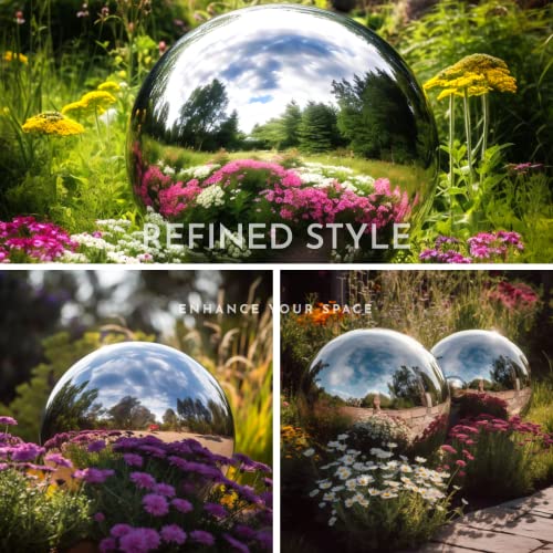 V2Croft 8 Inch Stainless Steel Gazing Globe, Hollow Ball Mirrored Surface Polished Shiny Sphere,Garden Stainless Steel Gazing Ball For Outdoor Lawn Pond Yard Ornament(Silver) #TOP2