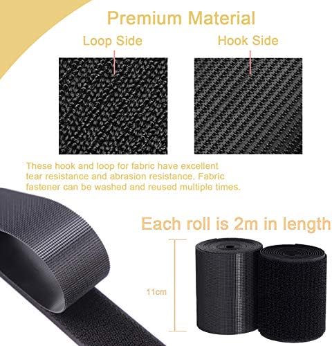 TEUVO Sew On Hook and Loop for Fabric, Non Adhesive Fabric Tape for Crafts DIY and Sewing Projects Around Home and Workplace, 11cm Wide 2M Long