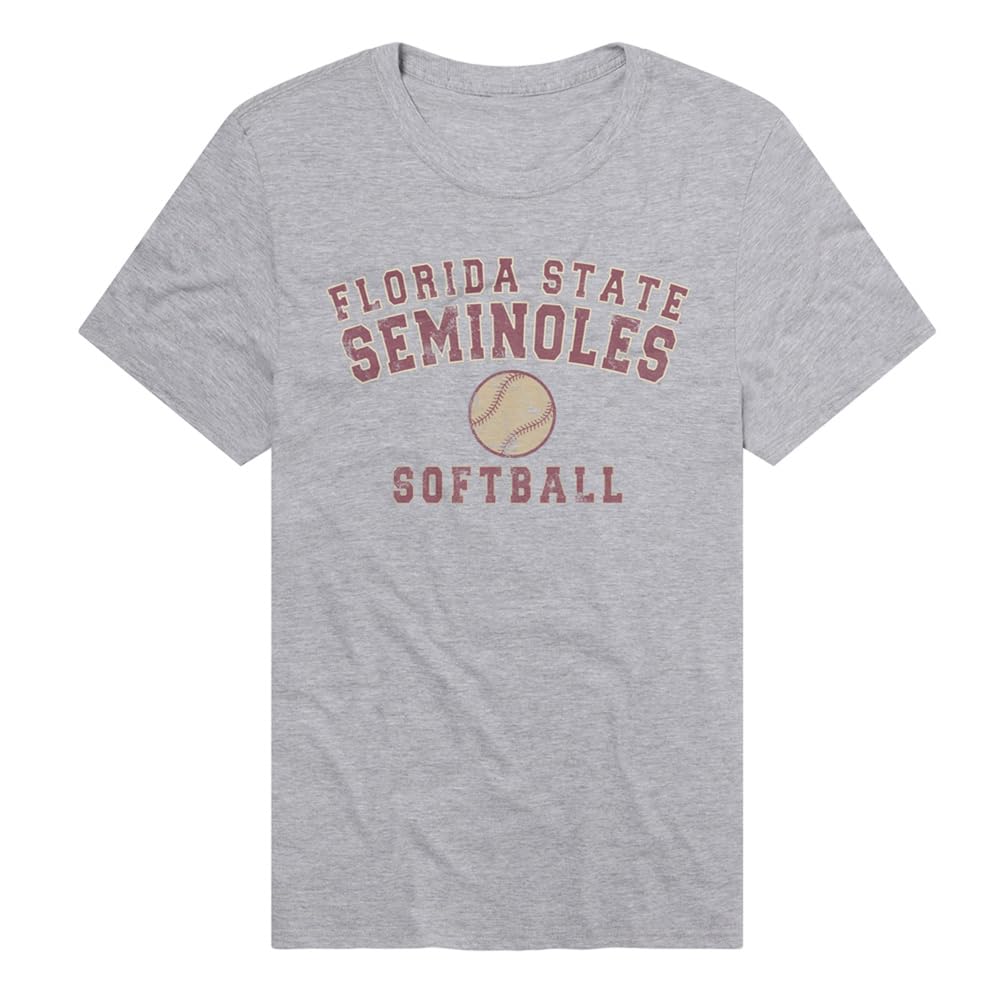 Florida State University Distressed Softball Official NCAA Classic Ring-Spun T-Shirt Unisex for Men & Women