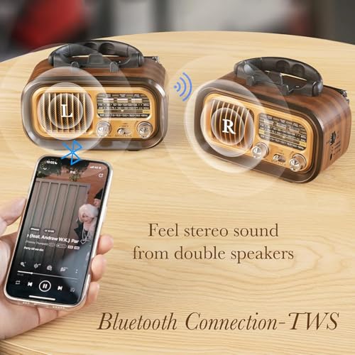 Haut-parleur bluetooth rétro haute fidélité avec finition maille premium - 3