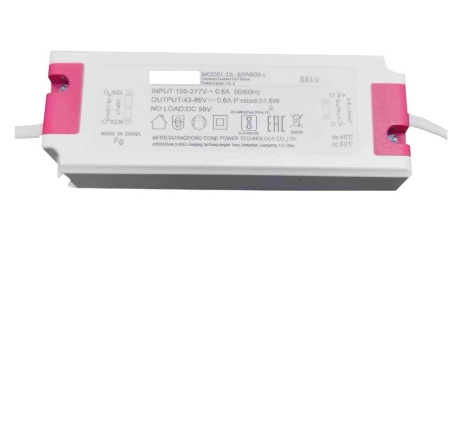 Driver di potenza a led costante corrente 12W7W20W30w Ballast tubo riflettore trasformatore driver (DL-50W600-L)