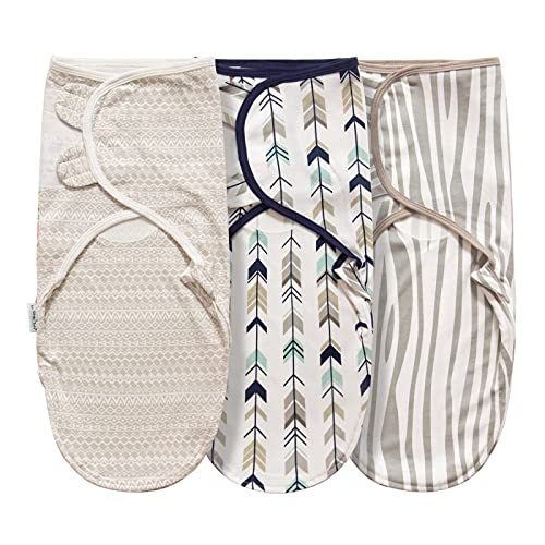 Image of LITTLE TOTS Swaddle Blanket for Baby Girl Boy Easy Change Infant Wrap 3 Pack Adjustable Sleep Sack for Newborn Babies 0-3 Month (Vertical Stripes)