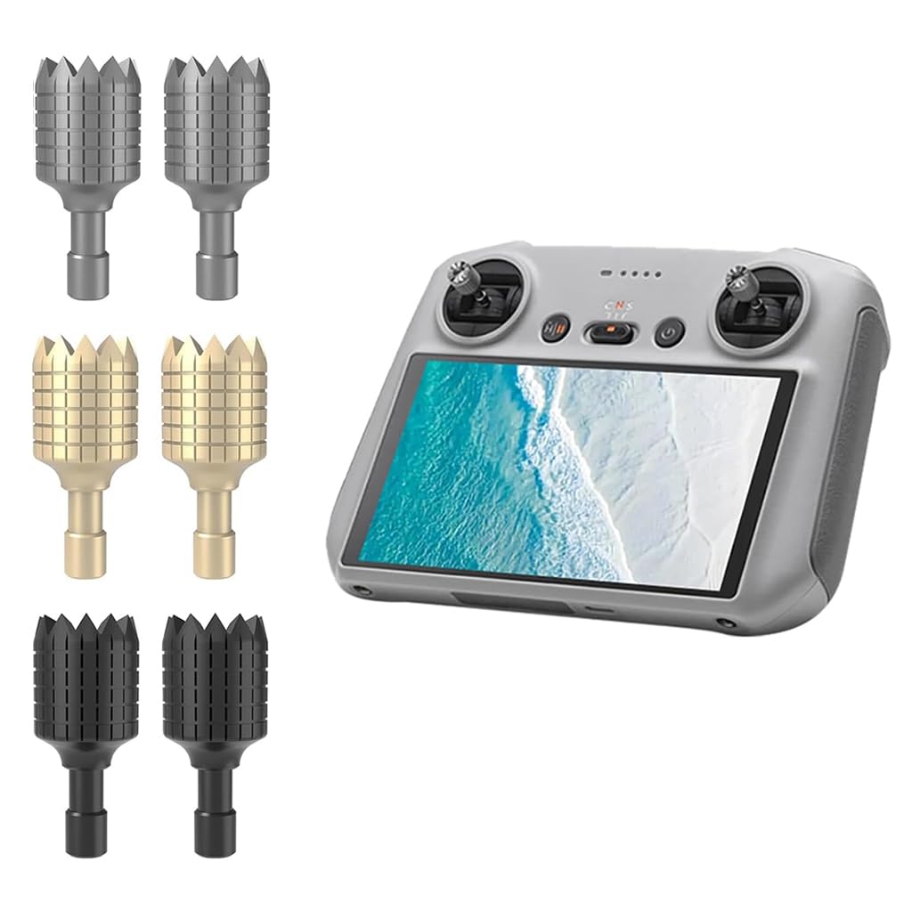 ZORBES® Compatible with D-JI RC /RC2, 3 Pairs Control Sticks Protectors Aluminum Alloy Joystick Grips, Fashion Crown Thumb Rocker GripsAnti-Slip Textured, Original Storage Slot Compatibility-picture-21