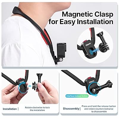 ULANZI Go-Quick II Neck Mount for GoPro Magnetic Necklace Holder, Camera POV Mount for GoPro Hero 13/12/11/10/9/8/7/6/5/4/MAX, AKASO, DJI Osmo Action 5 Pro/4/3, Insta360 and Most Action Cameras