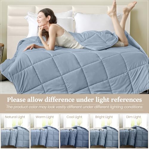 Image of Homelike Moment Comforter King Size - Blue Duvet Insert Down Alternative Bed King Comforter, Lightweight Bedding Comforters Quilted Soft All Season Blue