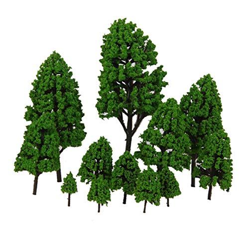 HIUHIU 12 Pezzi di pioppo Modello Luce Foglie Verdi 2.5-16cm 1: 500-1: 50,24pcs