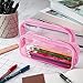 4 Pieces Clear PVC Bags Big Capacity Zipper Pencil Pouch Case Travel Luggage Makeup Cosmetic Bag(Pink)