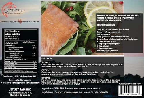 Wild Caught Canadian Pacific Smoked Sockeye Salmon and Pink Salmon Filet 2 Pack Gift All Natural From Vancouver BC — view 2