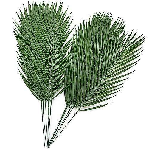 Artificial Tropical Palm Leaves Stems 12 Pcs, Fake Monstera Plants Areca Leaf Plants Faux Greenery...