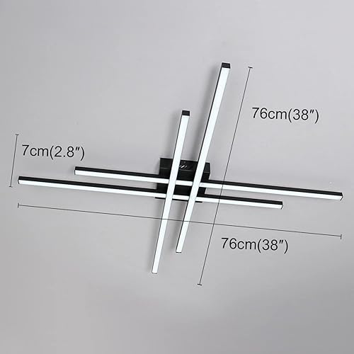 Miniatura 6 de Lámpara de techo moderna con control remoto regulable LED semiempotrado negro para sala de estar, comedor, dormitorio, cerca de techo, lámpara de 38