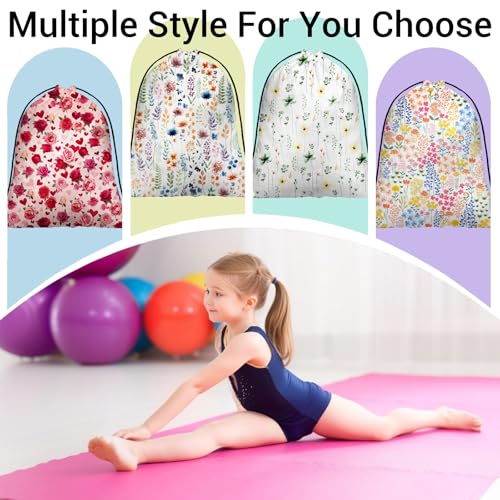 Image of Gymnastics Grip Bag Waterproof Blossom Leaf Gymnastics Pouch String Bag for Gym
