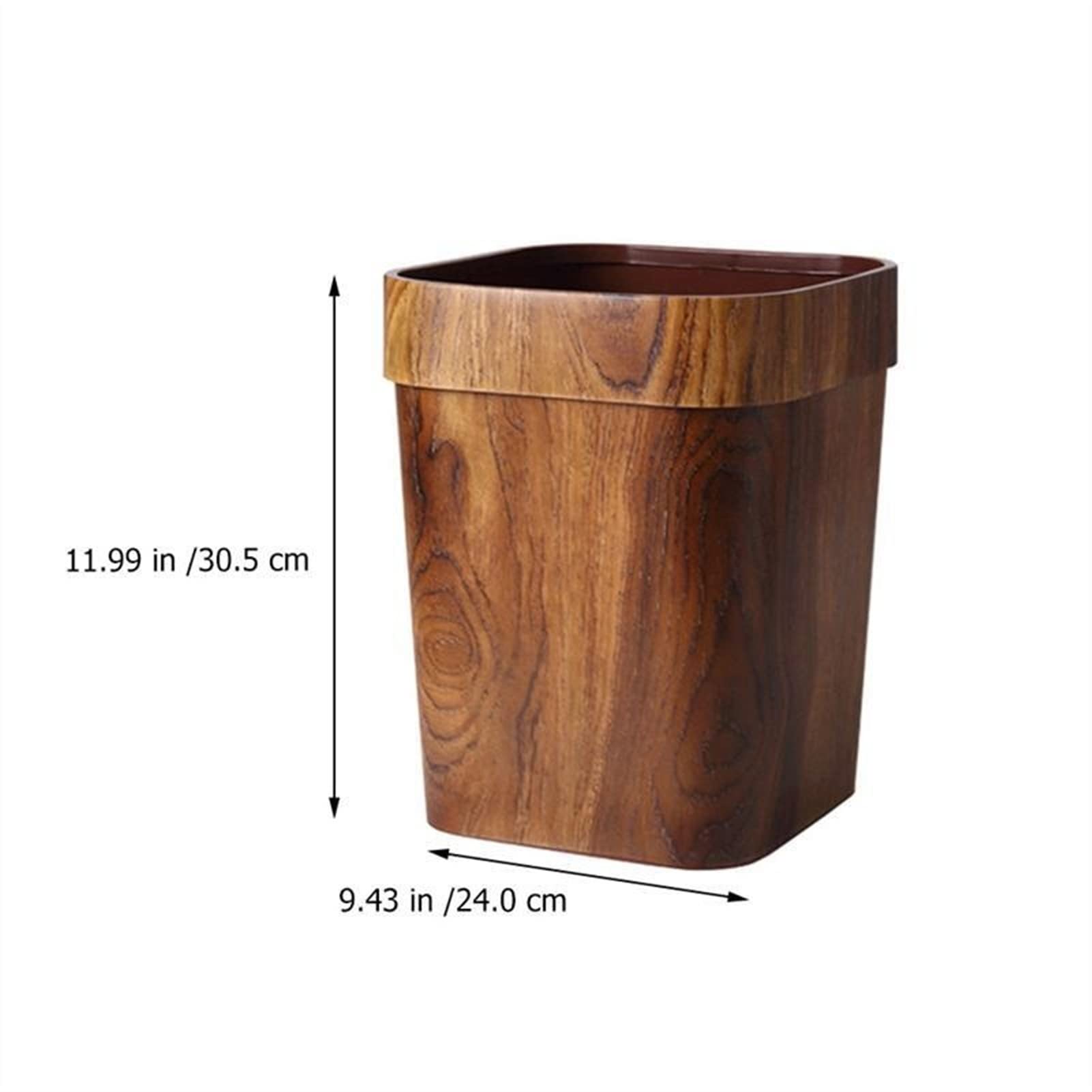 Poubelle 14L rétro imitation bois poubelle Grande corbeille carrée boîte de rangement de cuisine panier de stockage ménage bureaux de bureau Pour Cuisine, Bureau, Salle de Bain
