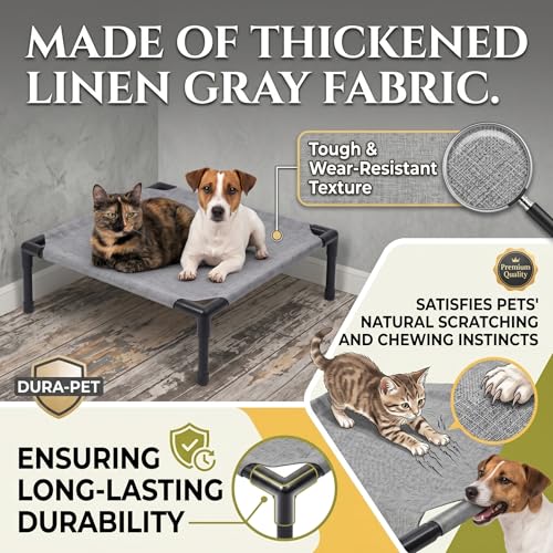 Hamac pour chat en lin gris lit surélevé lavable pour animaux - 7