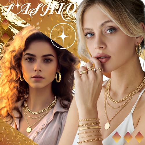 Image of Ecally Bohemian Western Jewelry Turquoise Set Women Country Pendant Long Choker Layered Bracelets Earrings Ring for Women