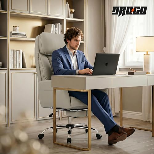 Image of DROGO Emperium Pro Ergonomic Office Chair for Work from Home 400LBS | Computer Chair for Study with High Back,Cushion Seat,Armrest, Head & Lumbar Support | Gaming Chair with Footrest & Recline(Beige)