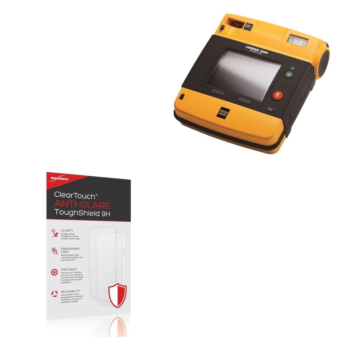 BoxWave Screen Protector Compatible with Stryker LifePak 1000 Defibrillator - ClearTouch Anti-Glare ToughShield 9H (2-Pack), Anti-Glare 9H Tough Flexible Film Screen Protector