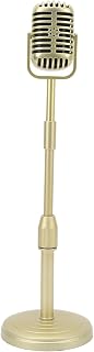 Vintage Dummy Microphone Prop, Retro Imitation Mic Model Cosplay Stage Show Character Decor Accessory for Scene Portrait Creation Speech Vocal Training Dance Rehearsal (Gold)