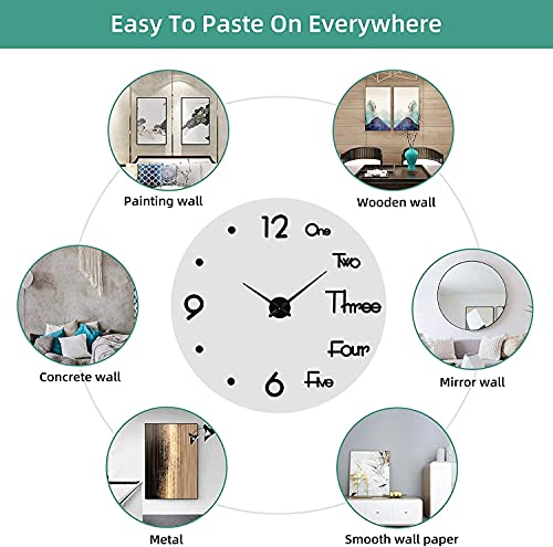 Image of RAPAL Frameless DIY Wall Sticker Clock (55 x 55 cm) - Decorative 3D Number Stickers for Living Room and Bedroom (DIY D2)