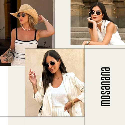 mosanana Trendy Retro Small Oval Sunglasses for Women 90s Metal Sun Glasses MS524764
