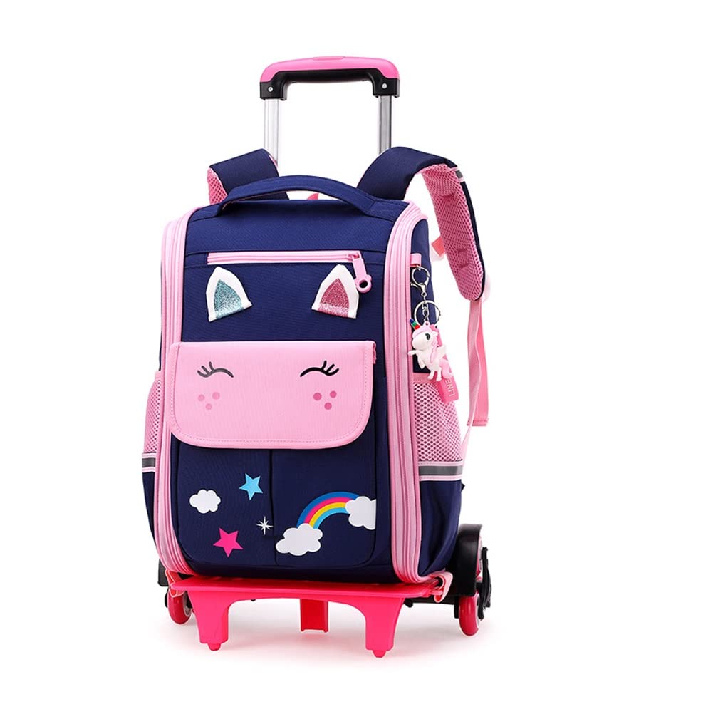 BOUACOUA Mochila Escolar con Ruedas Niña y Niños Trolley Mochilas con Ruedas Mochila Bolsas Escolares de Dibujos Animados Impermeable Mochilas 6-12 Años