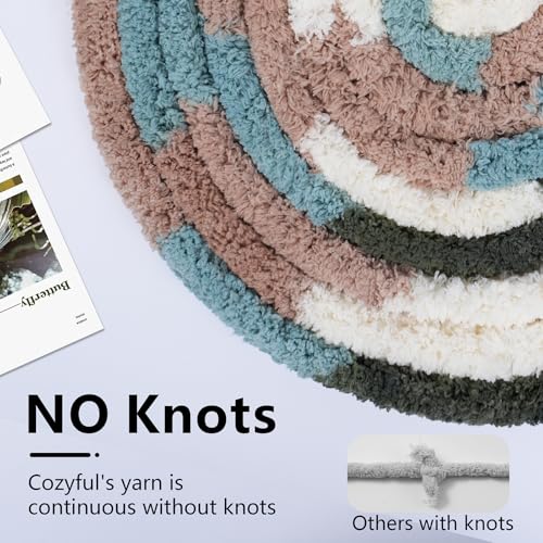 Image of Cozyful Chunky Yarn for Hand Knitting - #10 Chunky Chenille Blanket Yarn, Jumbo Big Thick Chunky Yarns for Crocheting, Tie Dye Bulky Knit Yarns, 8 Skein (20 yds 8 oz Each Skein), Forest&Teal&Coffee