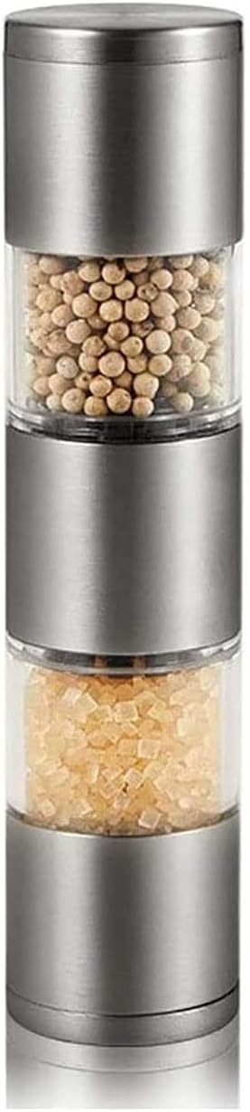 Salt and Pepper Grinder Set -Double-Layer Pepper Grinder Stainless Steel Manual Salt Dual-Headed Grinder Herb Spice Shaker Kitchen Tools
