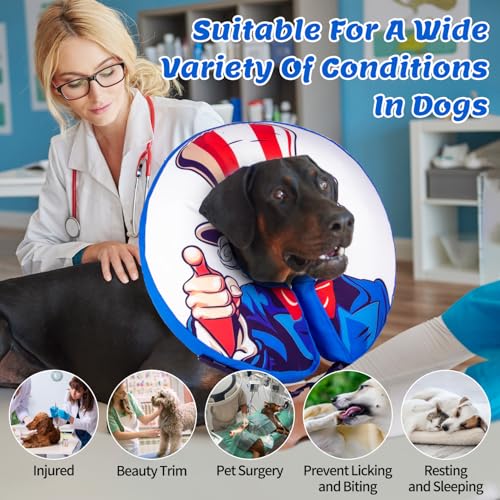 Image of Large Dog Cone Collar Alternative Soft Inflatable Donut Collar After Surgery Dogs Recovery Won't Obstruct Vision Suitable Cones E Collar for Small Medium Large Dogs and Cats