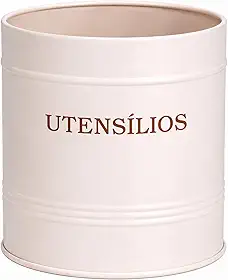 Porta Utensílios de Cozinha em Metal Galvanizado – Organizador para Bancada, Estilo Moderno e Decorativo, 11 x 15 cm