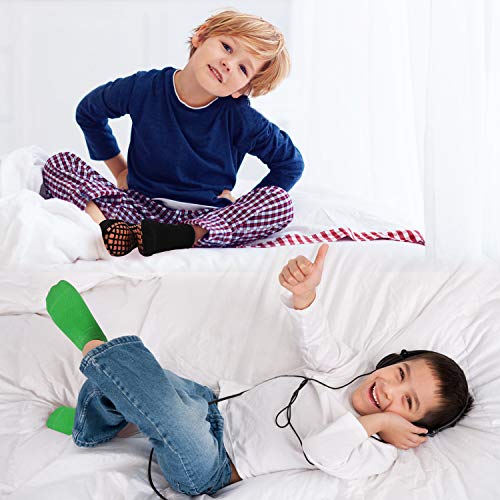 Trampoline Socks For Kids 4 Pairs , Anti-Skid Non Slip Sticky Grips Socks for Pilates, Ballet, Barefoot Workout