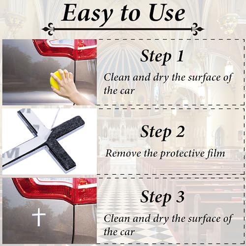 Image of Metal Cross Decals for Cars, 2.5 inchx1.8 inch Christian Car Emblem Badge Decals, 3D Self Adhesive Cross Stickers Car Accessories, Jesus Stickers for Cars Body Fender Tail (Silver)