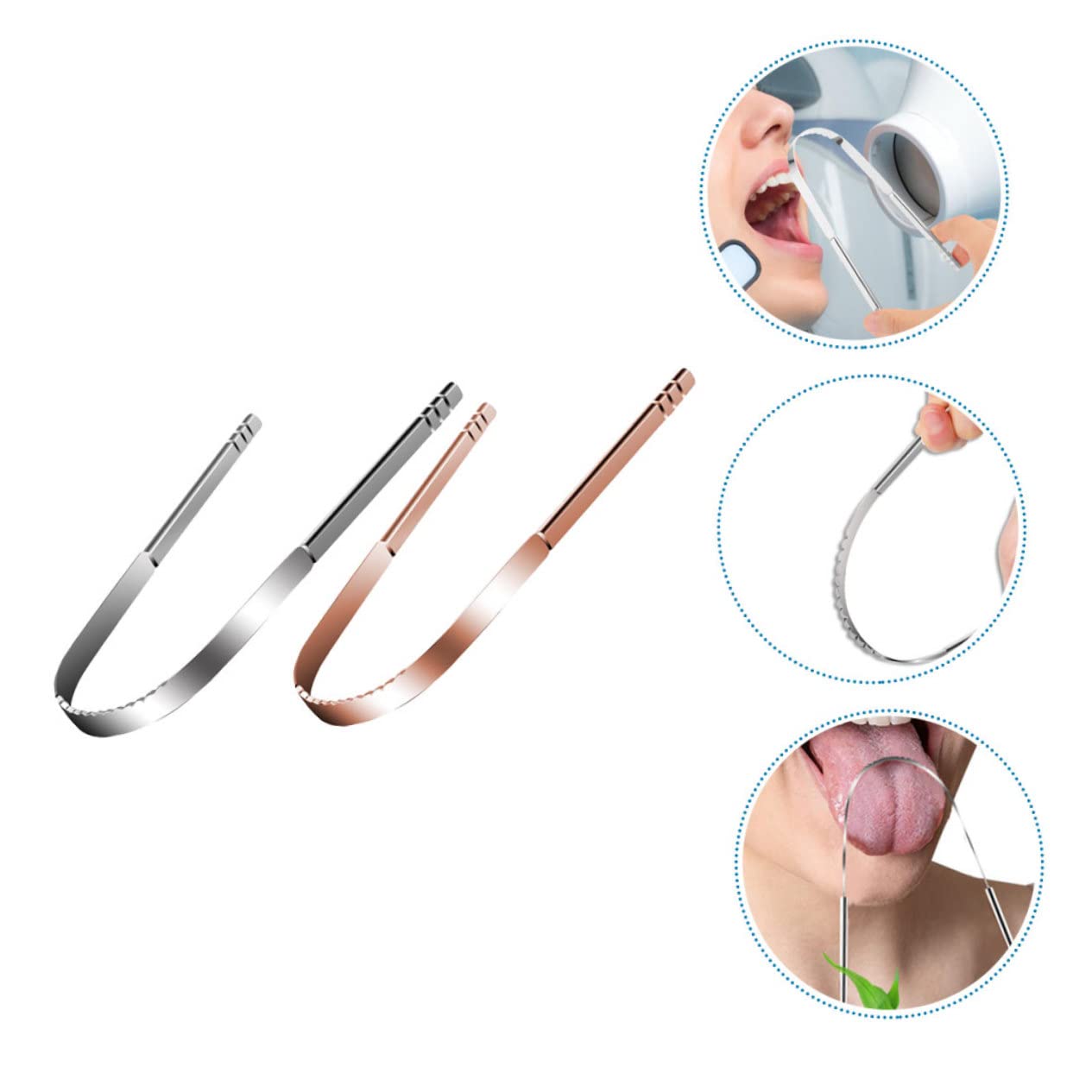 FRCOLOR 8 Pz Raschietto Per Lingua Raschietti Lingua a Forma Di u Lingua Orale Strumento Di Pulizia Bambino in Metallo Articoli Per Bambini Acciaio Inossidabile Pulito Prodotti Per La