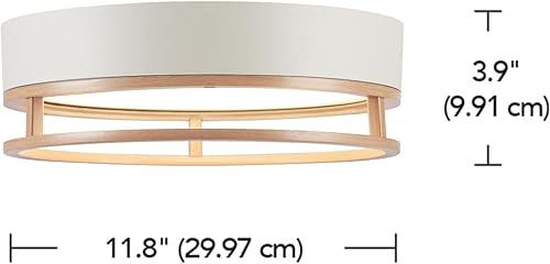 Miniatura 4 de GLOBE Electric 66000038 18.5W Lámpara de techo empotrable LED integrada para interior y exterior, blanco mate, acento en tono madera, mejoras para