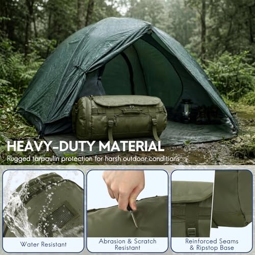 Image of Haimont Heavy Duty Convertible Travel Duffel Backpack, Army Green, 60L