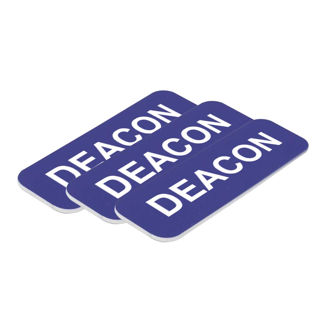 Deacon 1 x 3 Name Tag, Blue (10 Pack)