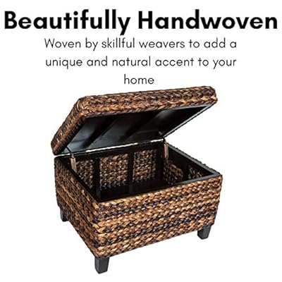 BIRDROCK HOME Woven Seagrass Storage Ottoman - with Safety Hinges 51mfKAuso8L. SS400