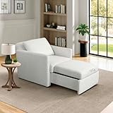 Serta® Bondi 36' Convertible Sleeper Chair, Cot-Size, Modern Farmhouse, Dream Coil® Comfort, Fingerguard® Pinch Point Protection, Soft Woven Polyester Fabric, Cream