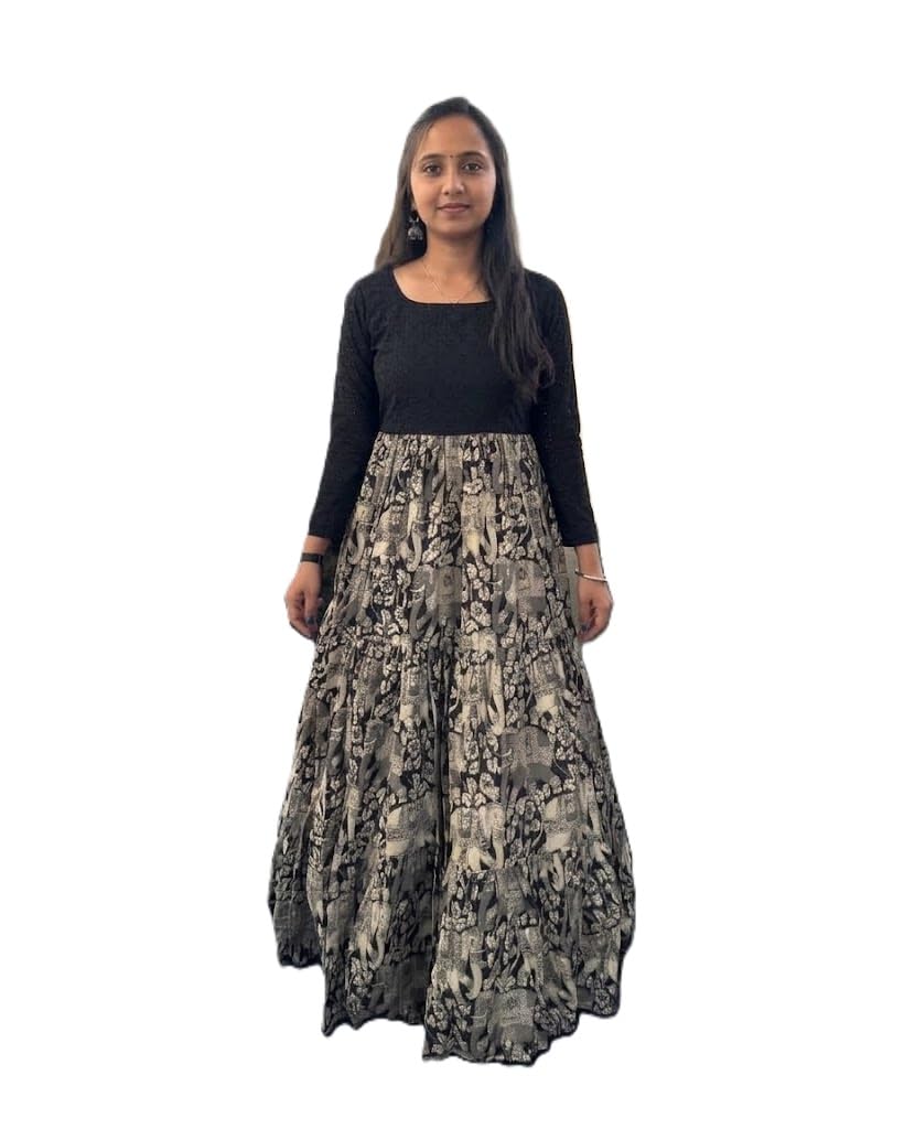 Women's Soft Cotton Kalamkari Printed Flared Dress-picture-45
