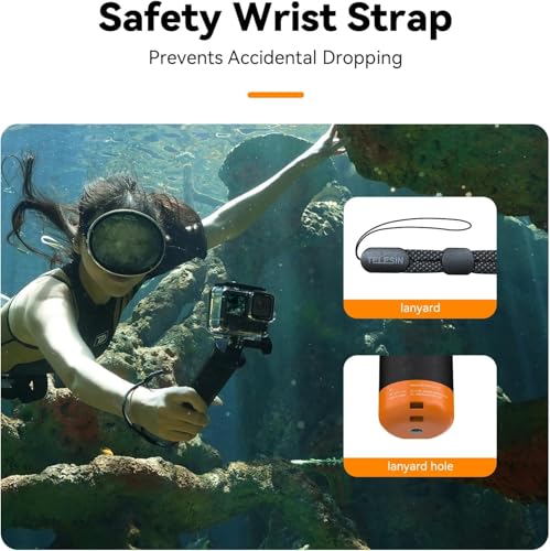 Image of TELESIN Floating Selfie Stick Hand Grip Waterproof Handle with Bluetooth Remote for GoPro Hero 13 12 11 10 9 8 Handle Mount Accessories for Action Camera