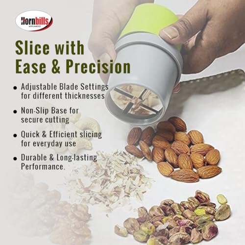 Image of HORNBILLS Dry Fruit & Nut Cutter for Kitchen Manual Dry Fruit Cutter Machine Kitchen Gadget Chopper for Badam, Kaju, Walnut, Pista | Dry Fruit Crusher Fine Cup Slicer for Home Use & Gifting Purpose